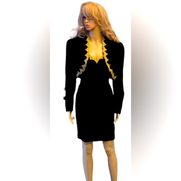 DRESS & BOLERO JACKET ZUM ZUM Black Velvet Strapless 2 Piece Velvet Form… - Picture 1 of 8